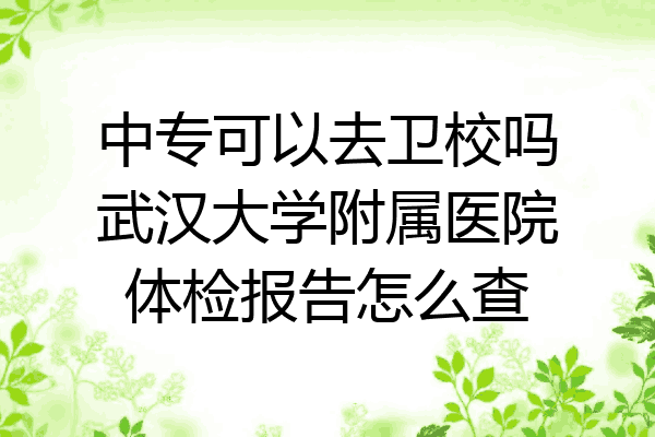 中专可以去卫校吗武汉大学附属医院体检报告怎么查