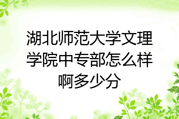 湖北师范大学文理学院中专部怎么样啊多少分