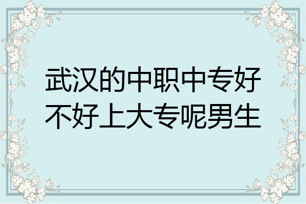 武汉的中职中专好不好上大专呢男生