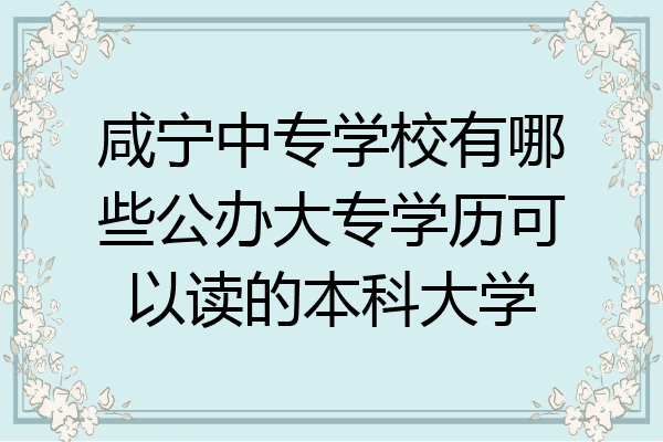 咸宁中专学校有哪些公办大专学历可以读的本科大学