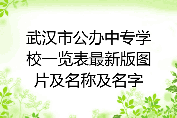 武汉市公办中专学校一览表最新版图片及名称及名字