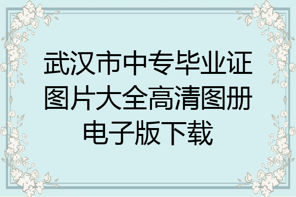 武汉市中专毕业证图片大全高清图册电子版下载