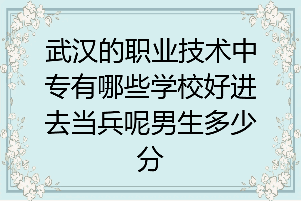 武汉的职业技术中专有哪些学校好进去当兵呢男生多少分