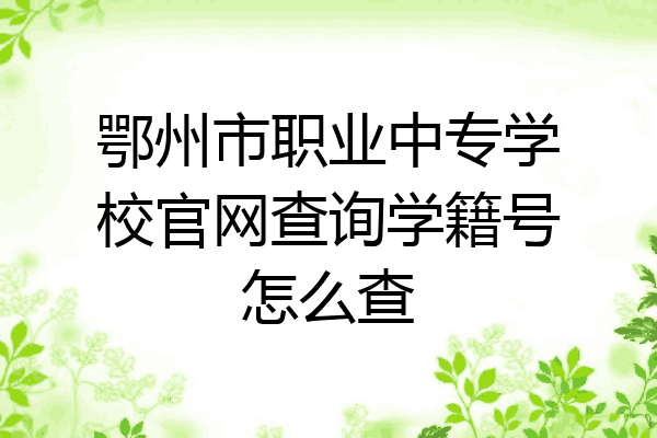 鄂州市职业中专学校官网查询学籍号怎么查