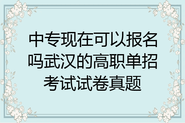 中专现在可以报名吗武汉的高职单招考试试卷真题