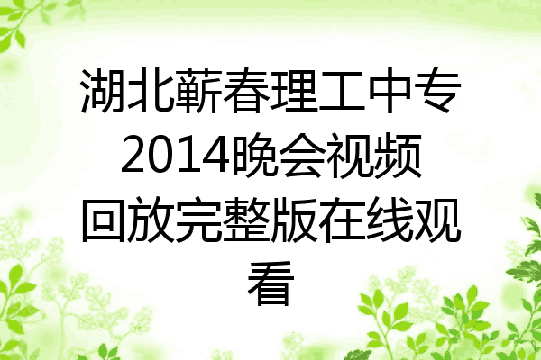 湖北蕲春理工中专2014晚会视频回放完整版在线观看