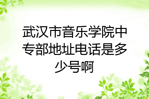 武汉市音乐学院中专部地址电话是多少号啊