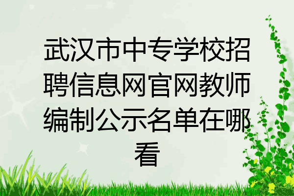 武汉市中专学校招聘信息网官网教师编制公示名单在哪看