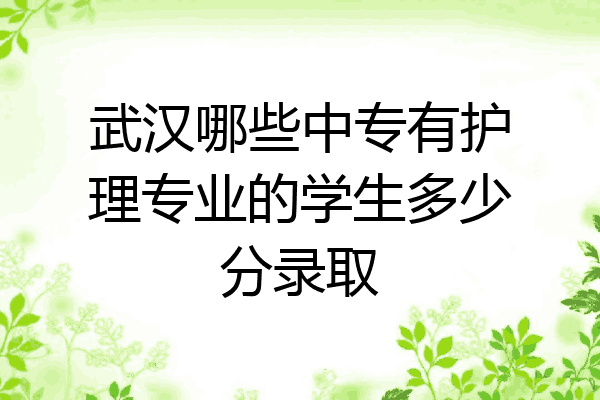 武汉哪些中专有护理专业的学生多少分录取