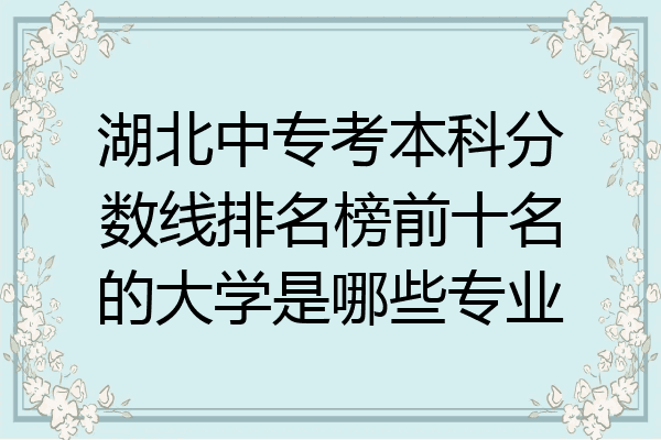 湖北中专考本科分数线排名榜前十名的大学是哪些专业