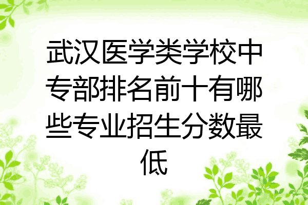 武汉医学类学校中专部排名前十有哪些专业招生分数最低