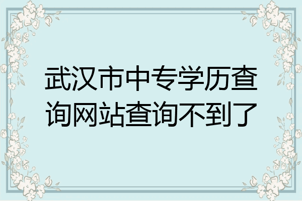 武汉市中专学历查询网站查询不到了