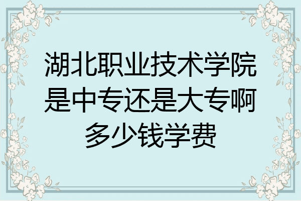 湖北职业技术学院是中专还是大专啊多少钱学费