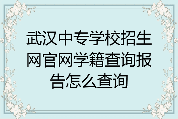 武汉中专学校招生网官网学籍查询报告怎么查询
