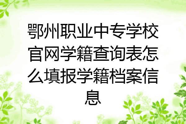 鄂州职业中专学校官网学籍查询表怎么填报学籍档案信息