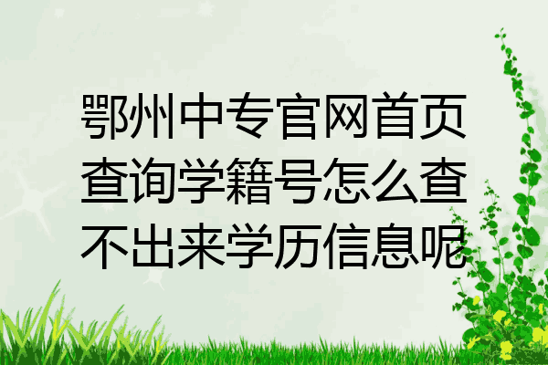 鄂州中专官网首页查询学籍号怎么查不出来学历信息呢