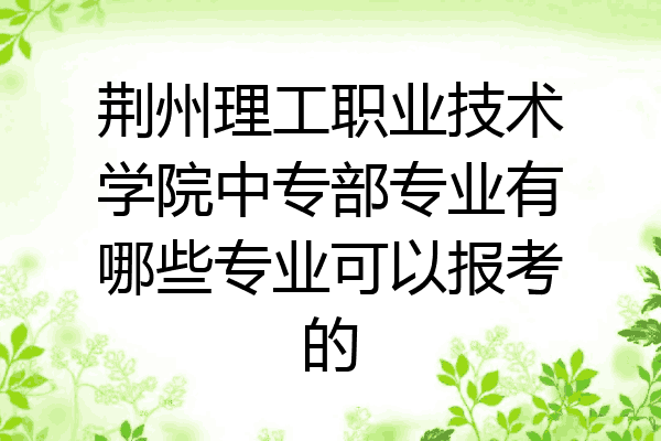 荆州理工职业技术学院中专部专业有哪些专业可以报考的
