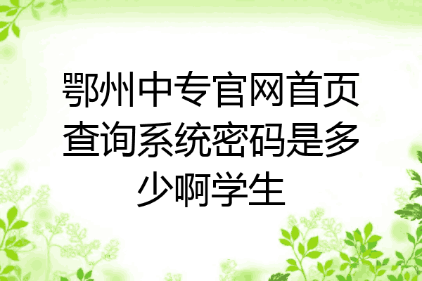 鄂州中专官网首页查询系统密码是多少啊学生