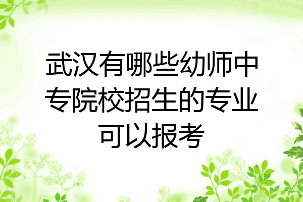 武汉有哪些幼师中专院校招生的专业可以报考