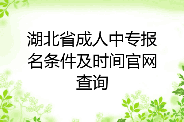 湖北省成人中专报名条件及时间官网查询