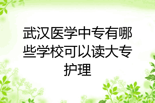 武汉医学中专有哪些学校可以读大专护理