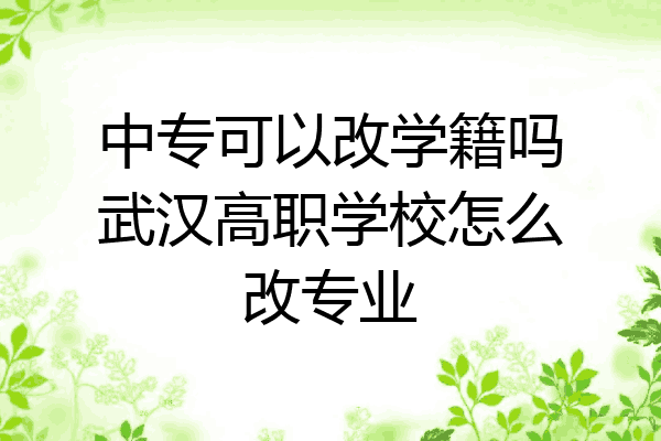 中专可以改学籍吗武汉高职学校怎么改专业