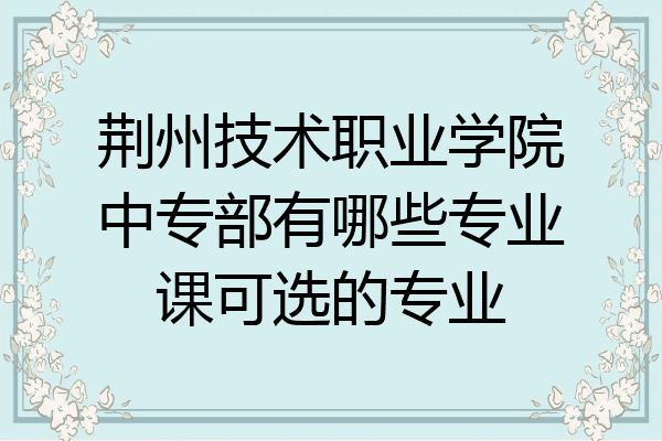 荆州技术职业学院中专部有哪些专业课可选的专业