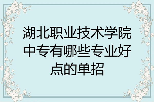 湖北职业技术学院中专有哪些专业好点的单招