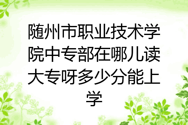 随州市职业技术学院中专部在哪儿读大专呀多少分能上学