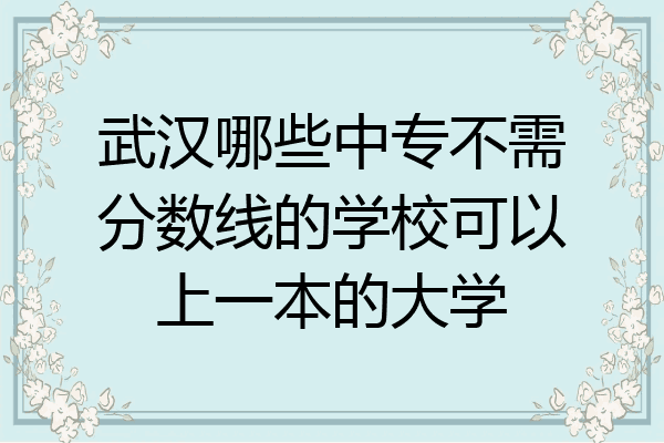 武汉哪些中专不需分数线的学校可以上一本的大学