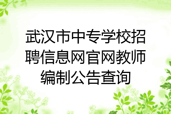 武汉市中专学校招聘信息网官网教师编制公告查询