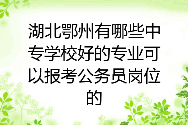 湖北鄂州有哪些中专学校好的专业可以报考公务员岗位的
