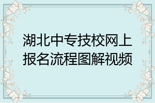 湖北中专技校网上报名流程图解视频