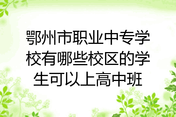 鄂州市职业中专学校有哪些校区的学生可以上高中班