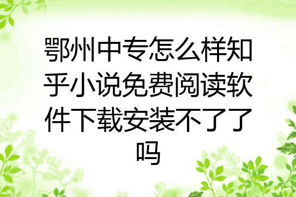 鄂州中专怎么样知乎小说免费阅读软件下载安装不了了吗
