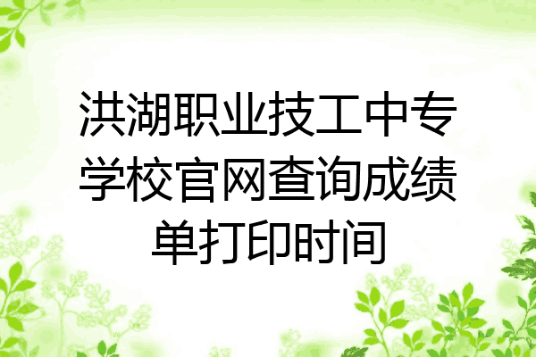 洪湖职业技工中专学校官网查询成绩单打印时间