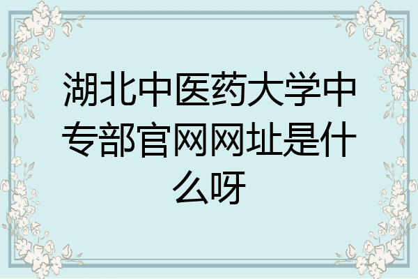 湖北中医药大学中专部官网网址是什么呀