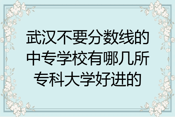 武汉不要分数线的中专学校有哪几所专科大学好进的