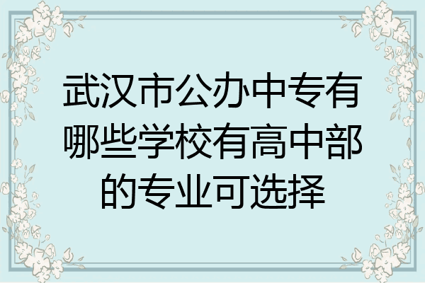 武汉市公办中专有哪些学校有高中部的专业可选择