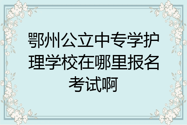 鄂州公立中专学护理学校在哪里报名考试啊