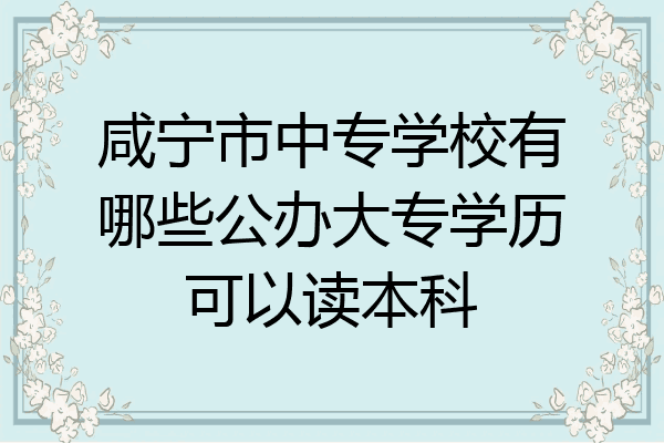 咸宁市中专学校有哪些公办大专学历可以读本科