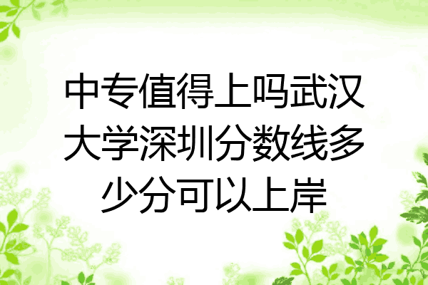 中专值得上吗武汉大学深圳分数线多少分可以上岸