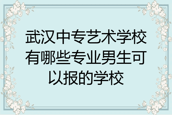 武汉中专艺术学校有哪些专业男生可以报的学校
