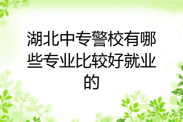 湖北中专警校有哪些专业比较好就业的