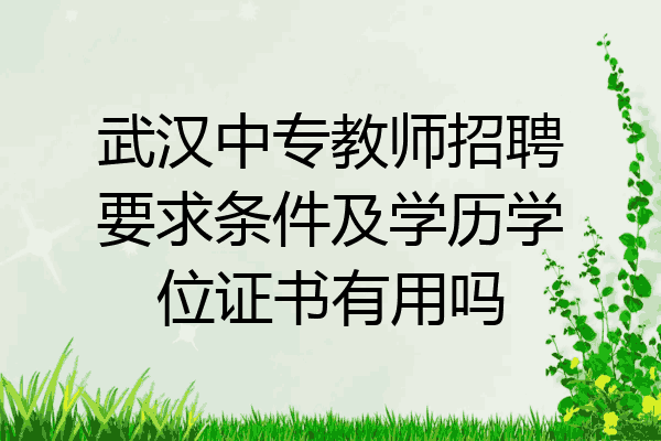 武汉中专教师招聘要求条件及学历学位证书有用吗