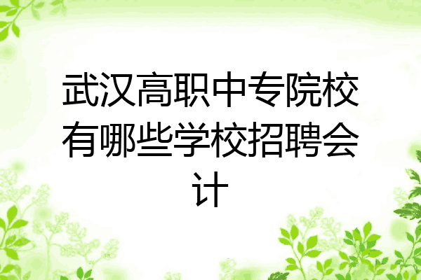 武汉高职中专院校有哪些学校招聘会计