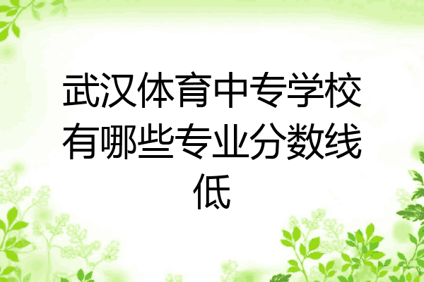 武汉体育中专学校有哪些专业分数线低