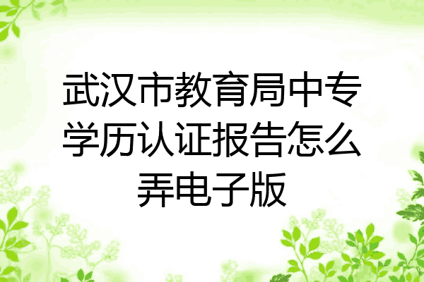 武汉市教育局中专学历认证报告怎么弄电子版