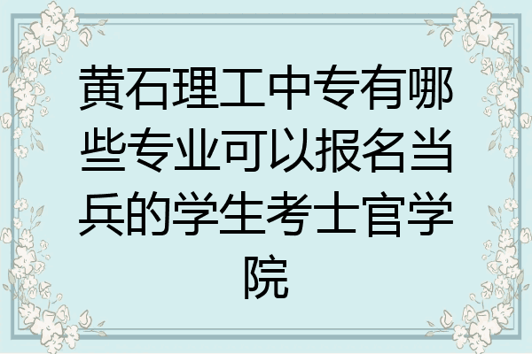 黄石理工中专有哪些专业可以报名当兵的学生考士官学院