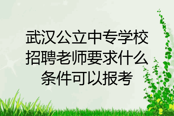 武汉公立中专学校招聘老师要求什么条件可以报考